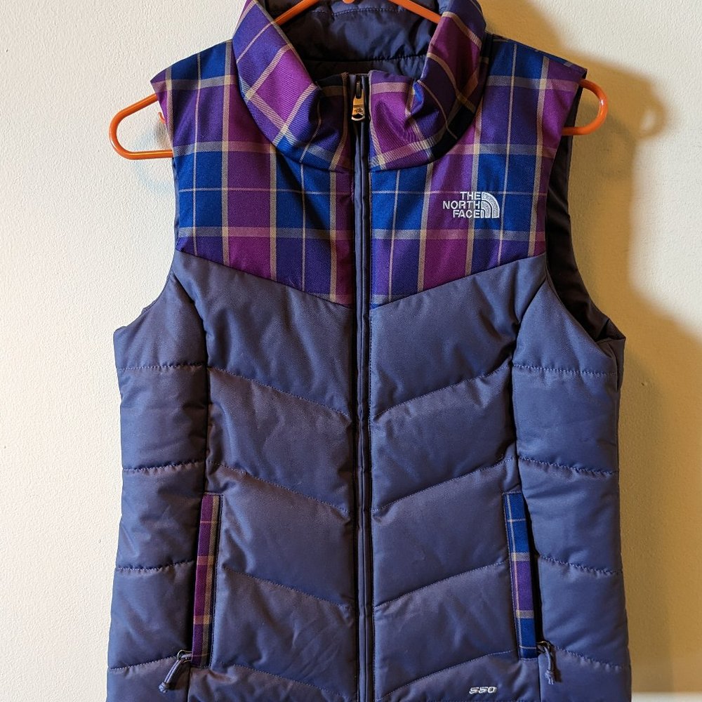 The North Face 550 Down Zip Up Puffer Vest Womens Size XS Purple
